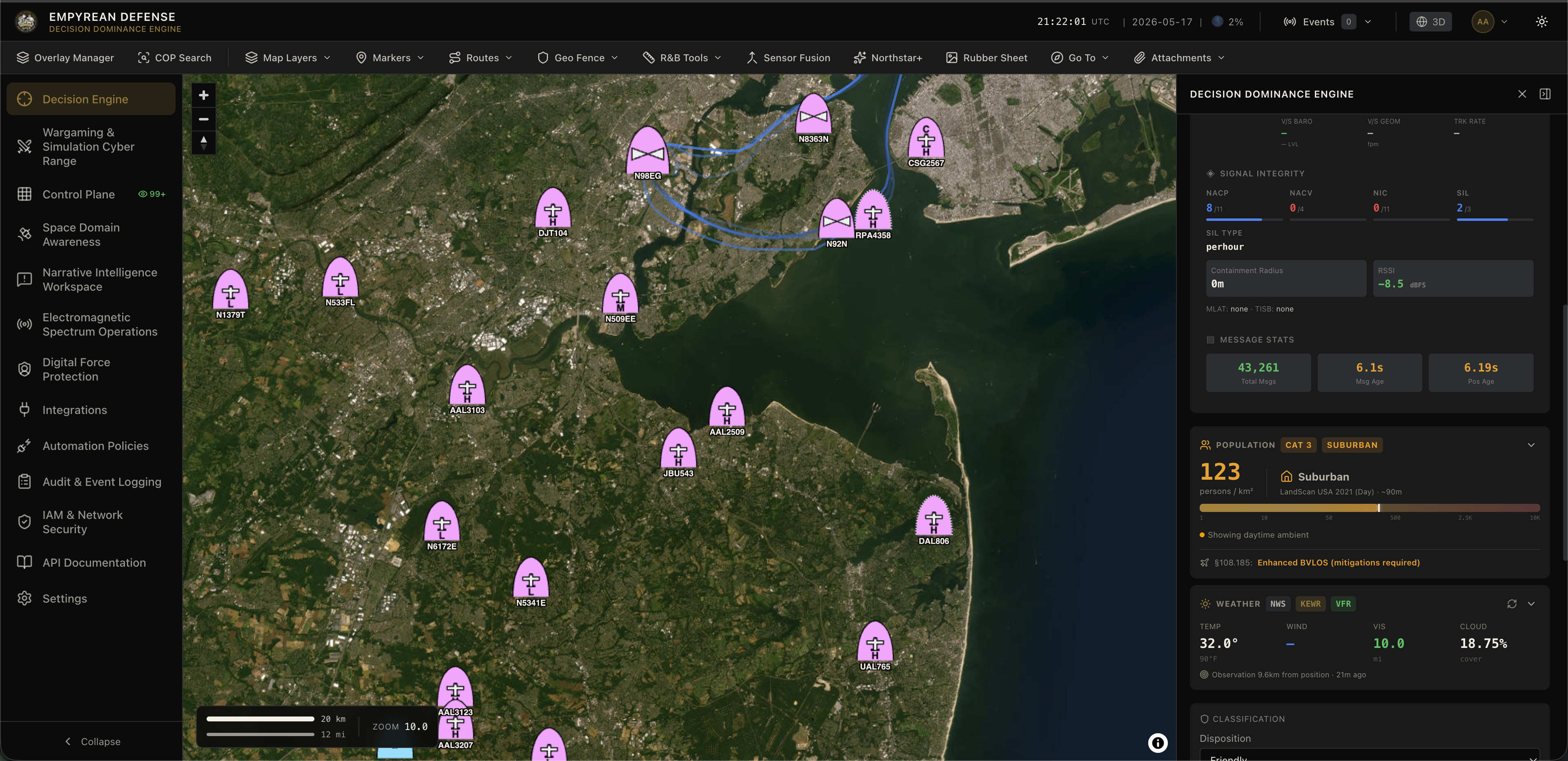 Inline weather and environmental data on a live track card