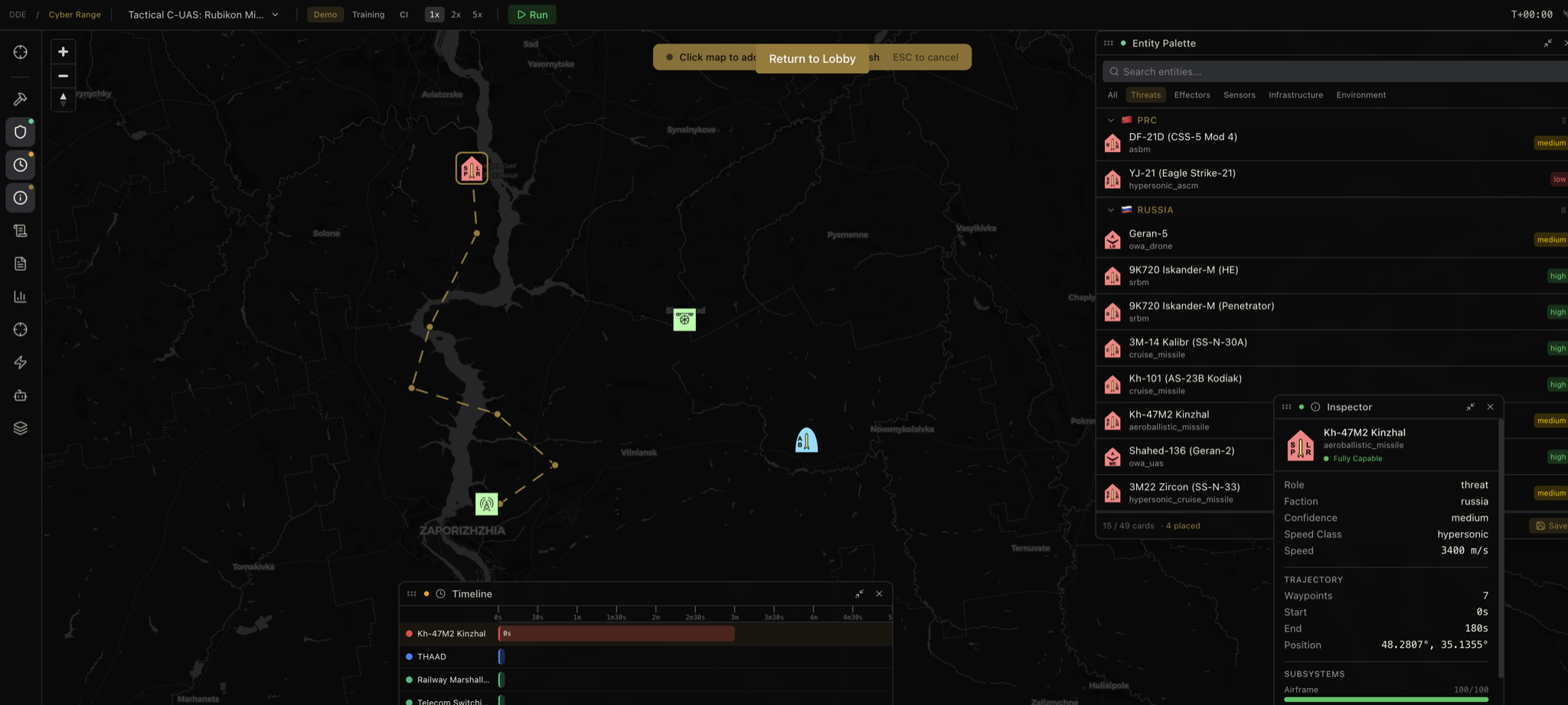 Visual Mission Editor with entity placement and waypoint drawing